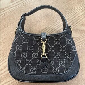 Gucci Black and Gray Patterned Shoulder Bag